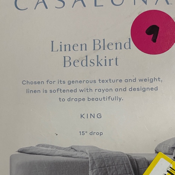 Casaluna Pure White Linen Blend Bedskirt - Picture 2 of 2